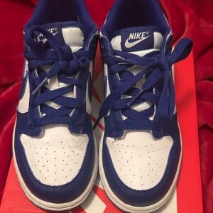 Nike Kids White and Concord Blue Low-Top Sneakers